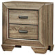 Benzara BM181846 2 Drawers Wooden Night Stand With Metal Hardware, Rustic Brown