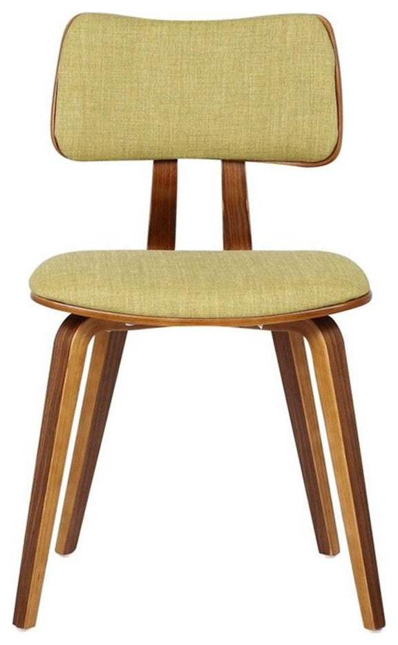 Armen Living Jaguar Modern Wood Dining Chair in Walnut Wood and Green