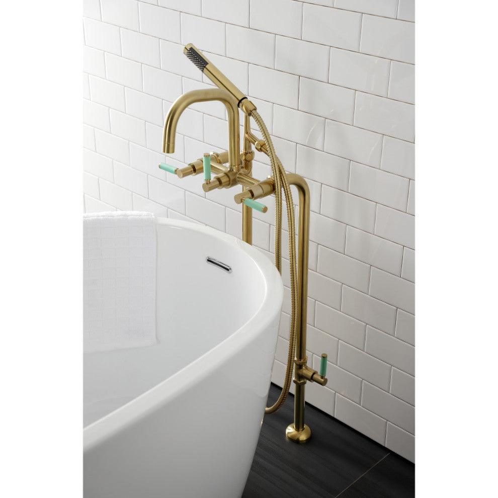 CCK8407DKL Freestanding Tub Faucet With Supply Line, Stop Valve, Brushed Brass