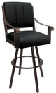 Leather Swivel Metal Bar Stool - Memphis on Warren Base, Black Leather on Brown, 26"