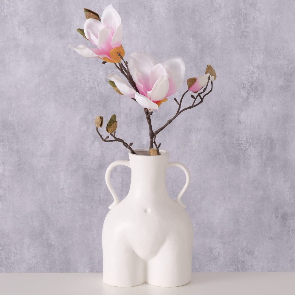Body Shaped Ceramic Vase, 8.75", White