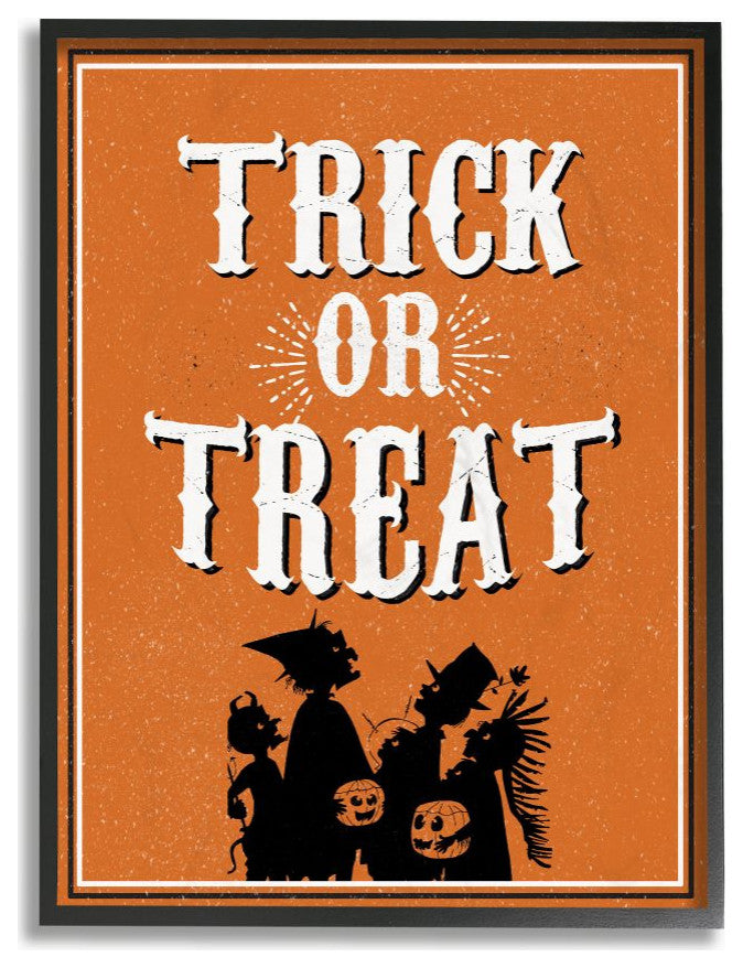 Trick Or Treat Orange White Cartoon Holiday Word Design, 24"x30"