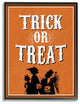 Trick Or Treat Orange White Cartoon Holiday Word Design, 24"x30"