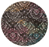 Safavieh Aria Ara172W Damask Rug, Brown/Multi, 6'5"x6'5" Round