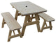 Pressure Treated Pine Picnic Table With 2 Benches, Unfinished, 5 Foot, With Umbrella Hole
