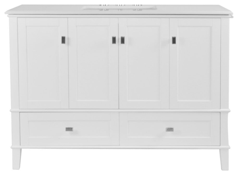 49" Single Vanity, White With Engineered Stone Top