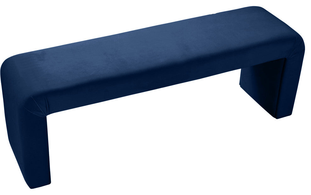 Minimalist Velvet Upholstered Bench, Navy