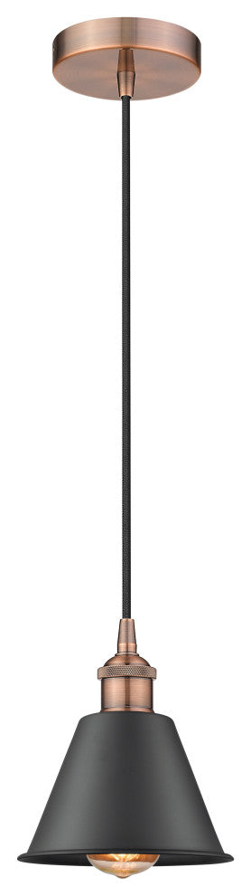 Innovations 616-1P-AC-M8-BK 1 Light 7" Mini Pendant, Antique Copper