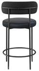 Beacon Upholstered Stool, Set of 2, Black, Matte Black Finish, Vegan Leather and Boucle Fabric