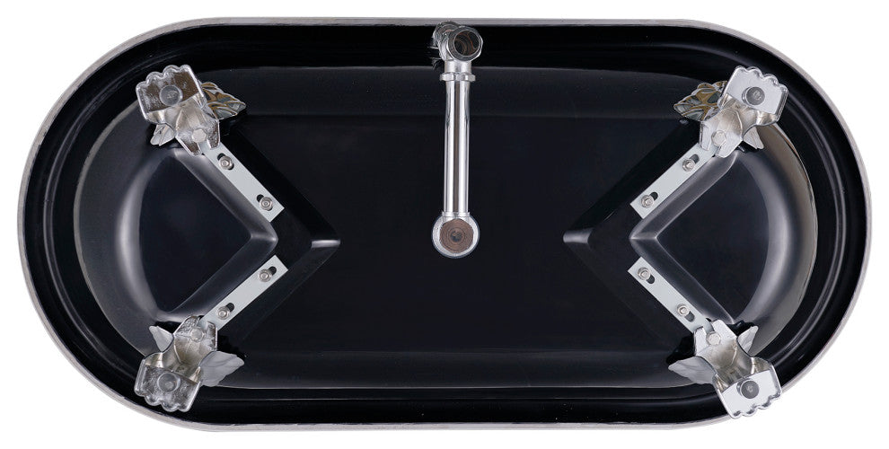 59" Acrylic Roll-Top Clawfoot Non-Whirlpool Bathtub, Black