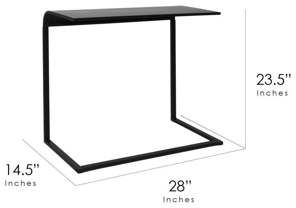 American Art Decor Black Portable C-Shaped Desk