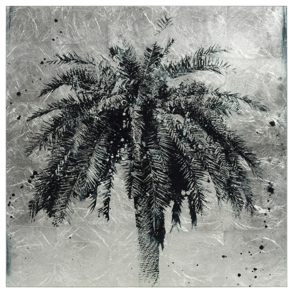 Palm Tree Wall Art Reverse Printed on Tempered Glass With Silver Leaf