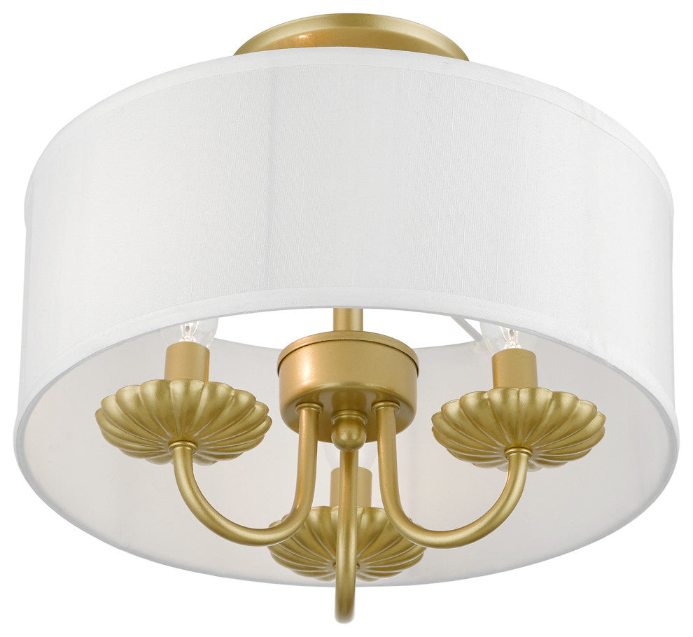 Livex Lighting 3 Light Soft Gold Semi-Flush Mount