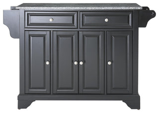 LaFayette Solid Granite Top Kitchen Island, Black Finish