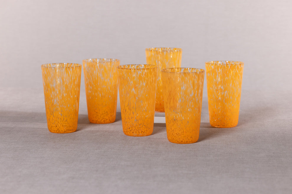Willa Speckled Highball Glasses, Set of 6, Orange