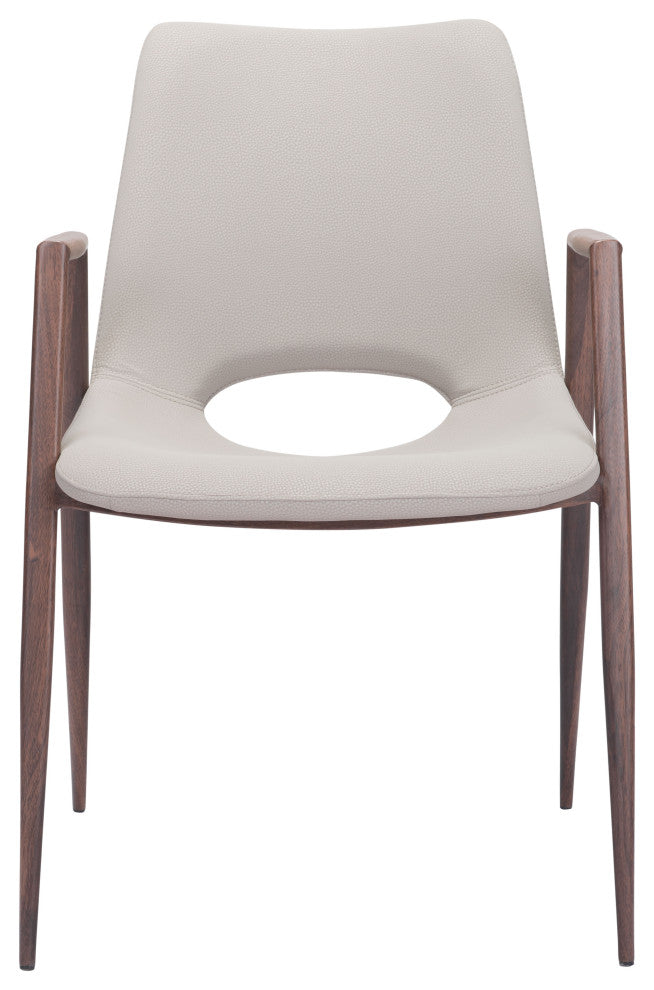 Desi Dining Chair, Set of 2 Beige/Walnut