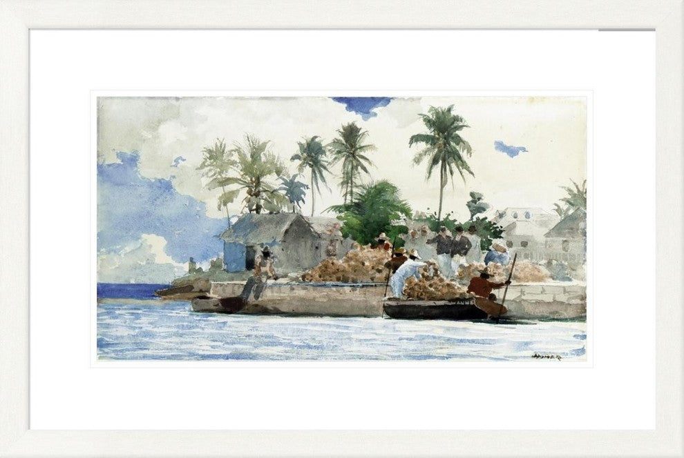 "Sponge Fishermen, Bahamas" Framed Digital Print by Winslow Homer, 31x20"