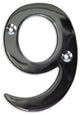 3" Brass Numeral, 9, Polished Chrome