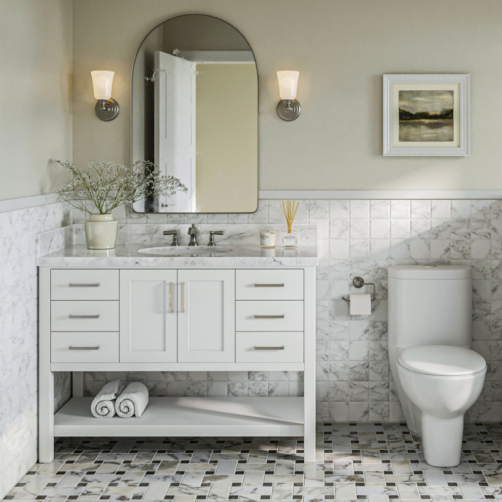 Ariel Magnolia 49" Oval Sink Bath Vanity Carrara Marble Gray