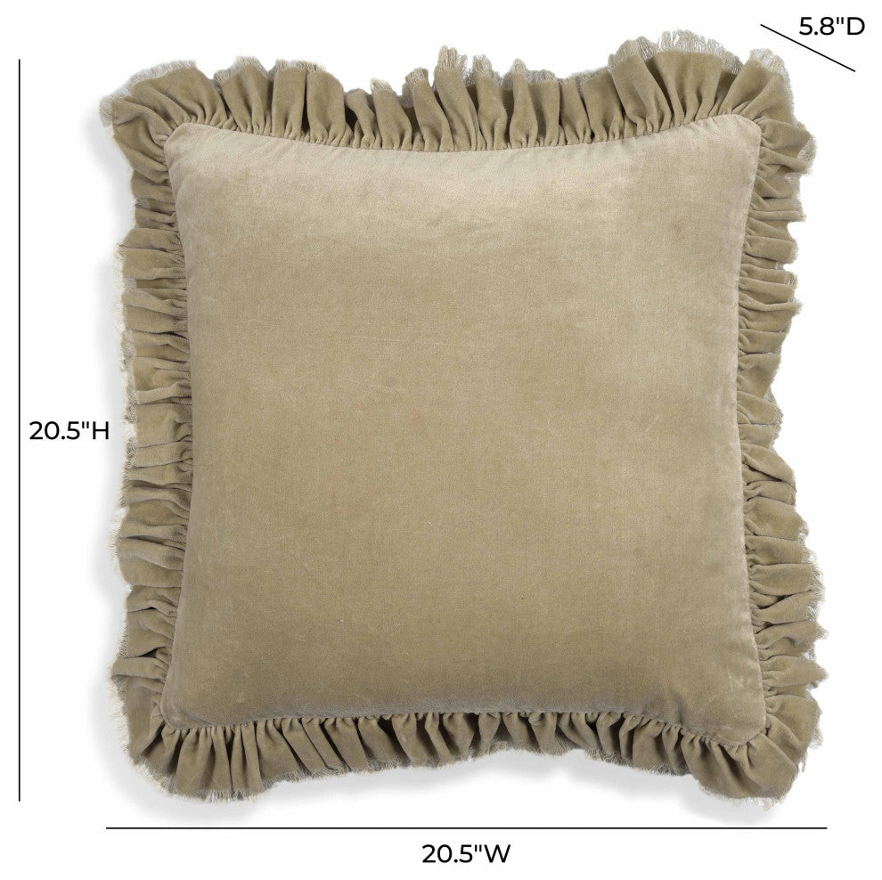 Alessia Distressed Beige Velvet Pillow