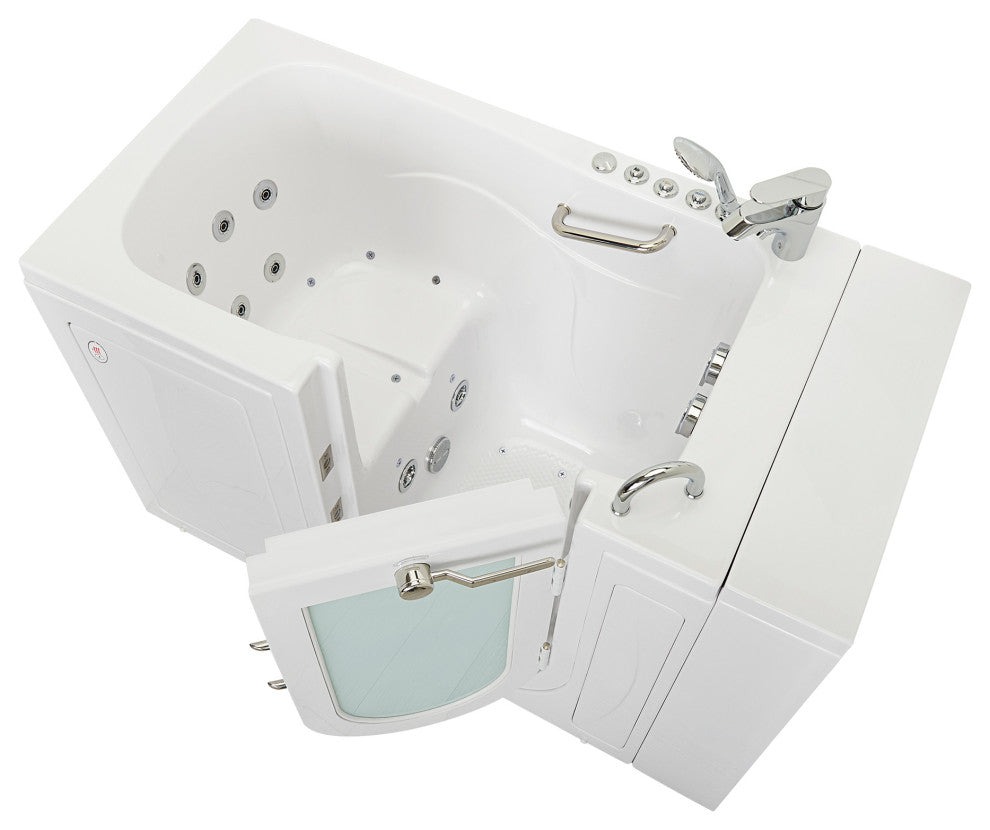 Ella Capri 30"x52" Air+Hydro Massage Walk-In Bathtub, Outward Swing Door, Faucet
