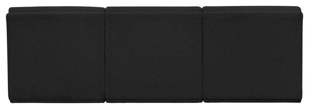 Ollie Black Boucle Fabric Straight Modular Sofa, Black, 3-Piece: 3 Armless Chair
