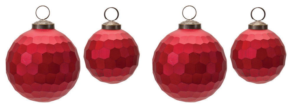 Hammered Glass Ball Ornament, 4-Piece Set