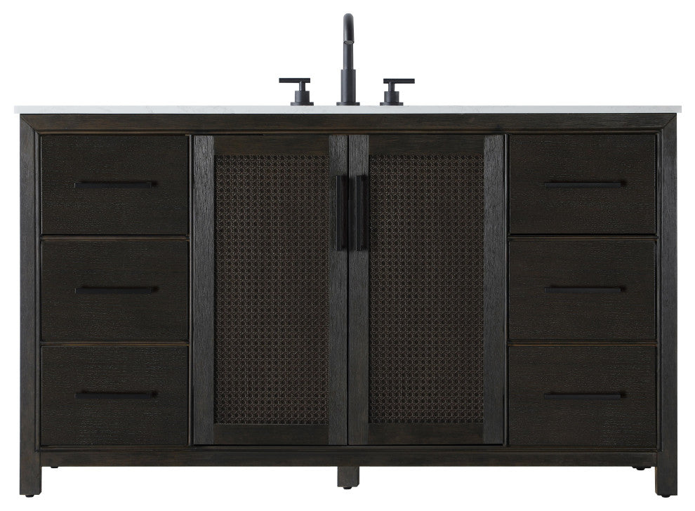Home Living 60" Single Bathroom Vanity, Chocolate Oak