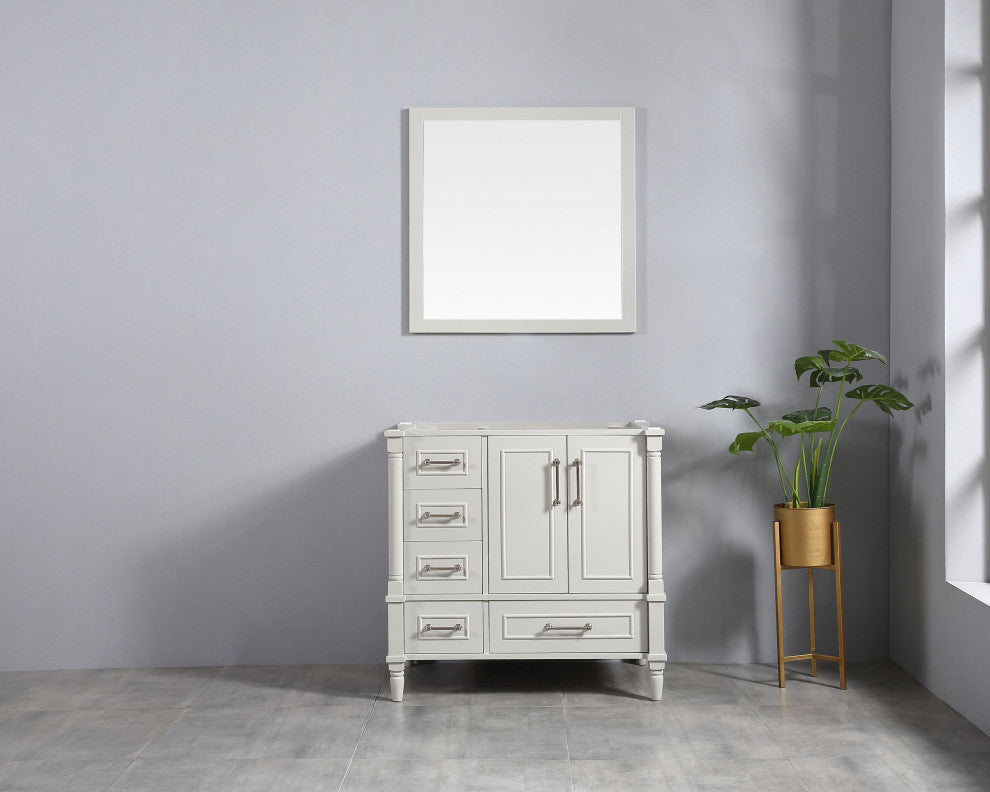 Aberdeen Bathroom Vanity, White, 36" Right, Cabinet Only