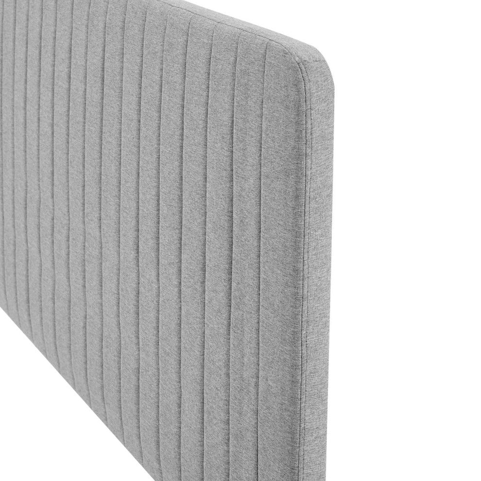 Tufted Headboard, Twin Size, Fabric, Light Gray, Modern Contemporary