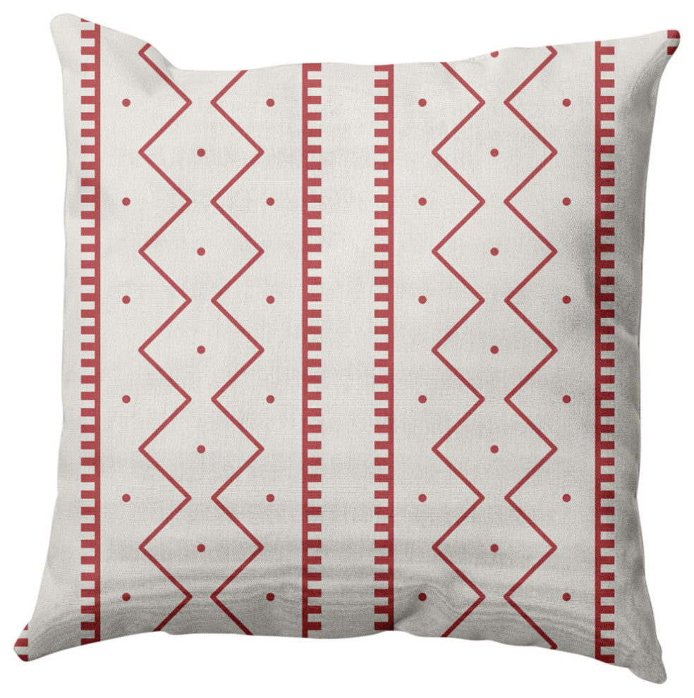 Mudcloth Decorative Throw Pillow, Ligonberry Red, 18"x18"