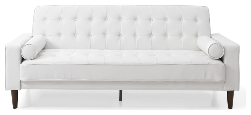Navi Sleeper Sofa, White Faux Leather