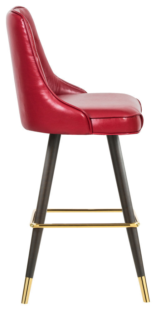 Portnoy Faux Leather Upholstered Bar Stool, Set of 2, Red