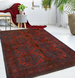 Khal Mohammadi Muzaffer Red/Navy Rug, 4'9x6'7