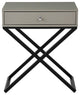 Koda Wooden Side Table Nightstand, Glass Top, Drawer & Metal Base, Taupe