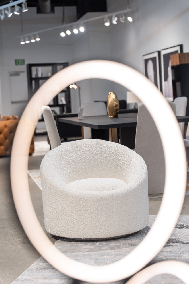 Modrest Frontier Glam White Fabric Accent Chair