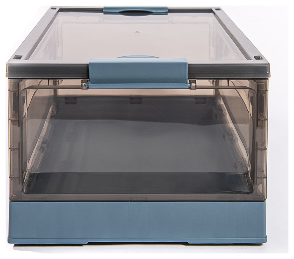 Easy Tidy Stackable Side Opening Collapsible Storage Box Sets, Blue, Medium
