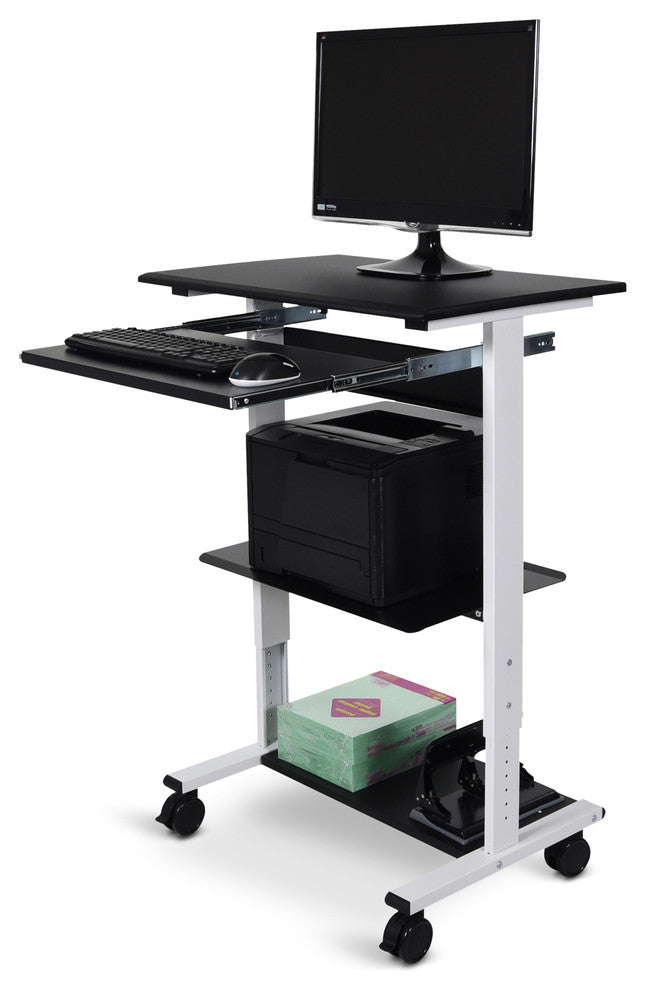 Luxor STAND-WS30 Mobile 3-Shelf Adjustable Stand Up Workstation