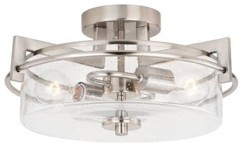 Addison 15" Semi Flush Mount, Satin Nickel