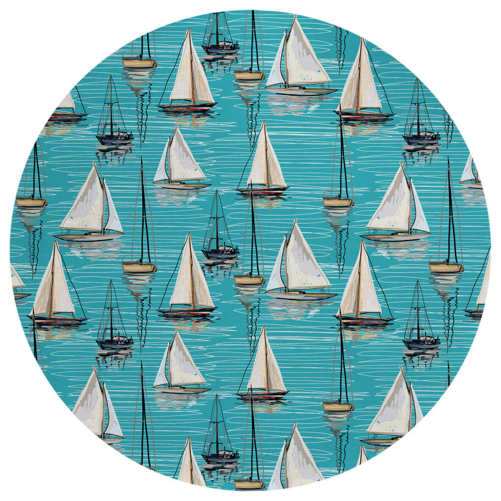 Indoor/Outdoor Harbor HA8 Teal Machine Washable 8' x 8' Round Rug