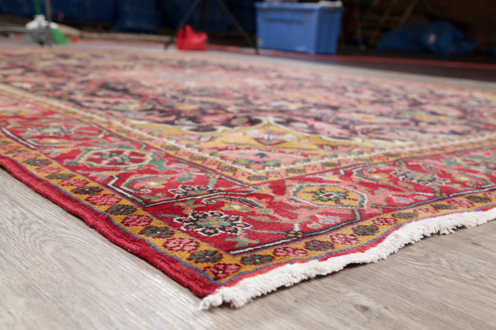 Consigned, Hand-Knotted Oriental Bordered Vintage Persian Area Rug, Black, 8X11