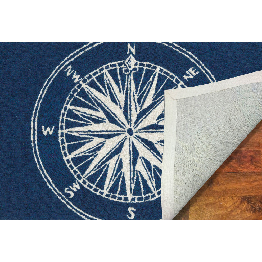 Frontporch Compass Indoor/Outdoor Rug, Navy, 5'x7'6"