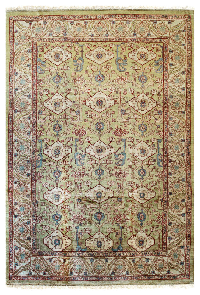 Beige Traditional Floral Heriz Weave Area Rug
