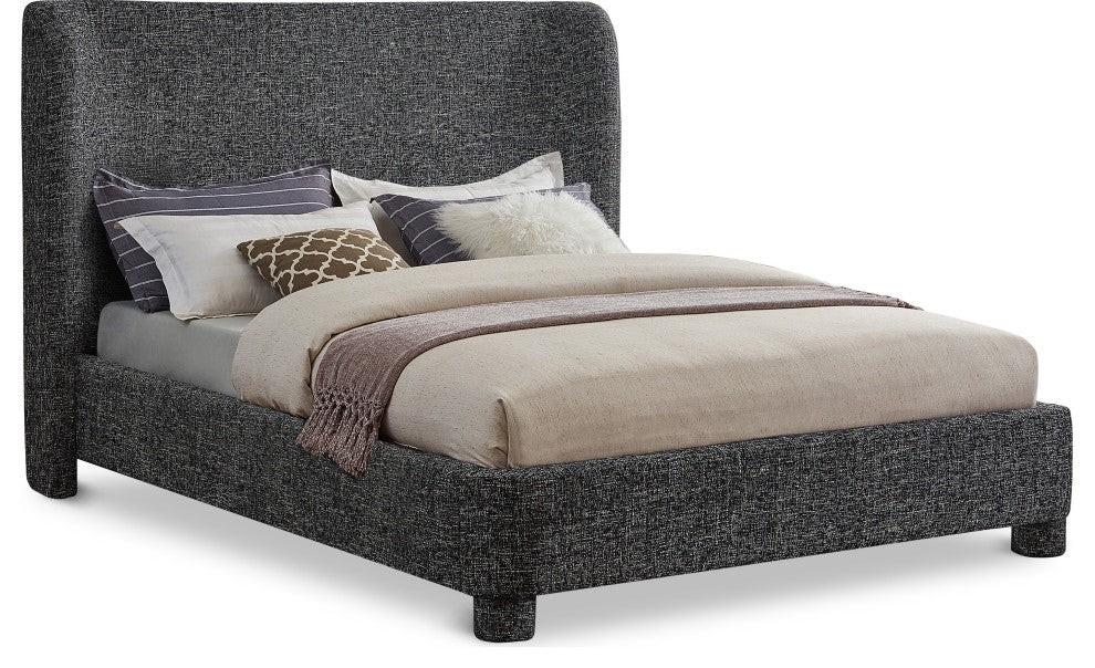 Penny Bed, Black, Queen, Linen Textured Fabric