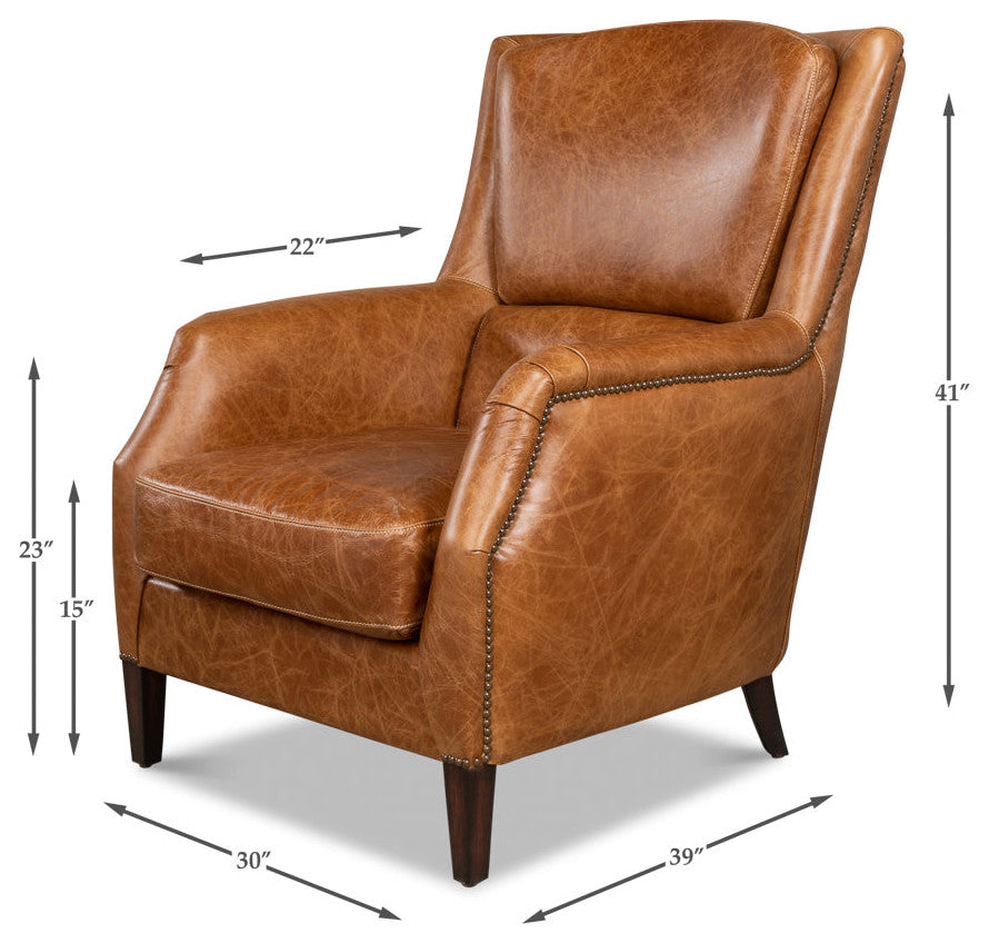 Baker Brown Leather Club Arm Chair