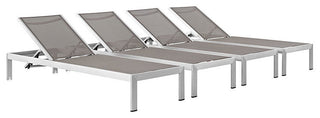 Shore Chaise Outdoor Patio Aluminum Set of 4 EEI-2473-SLV-GRY-SET