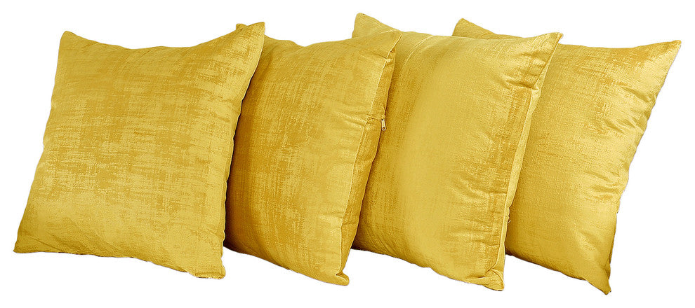 Serenta Textured Velvet Pillow Shell, Set of 4, Sulphur