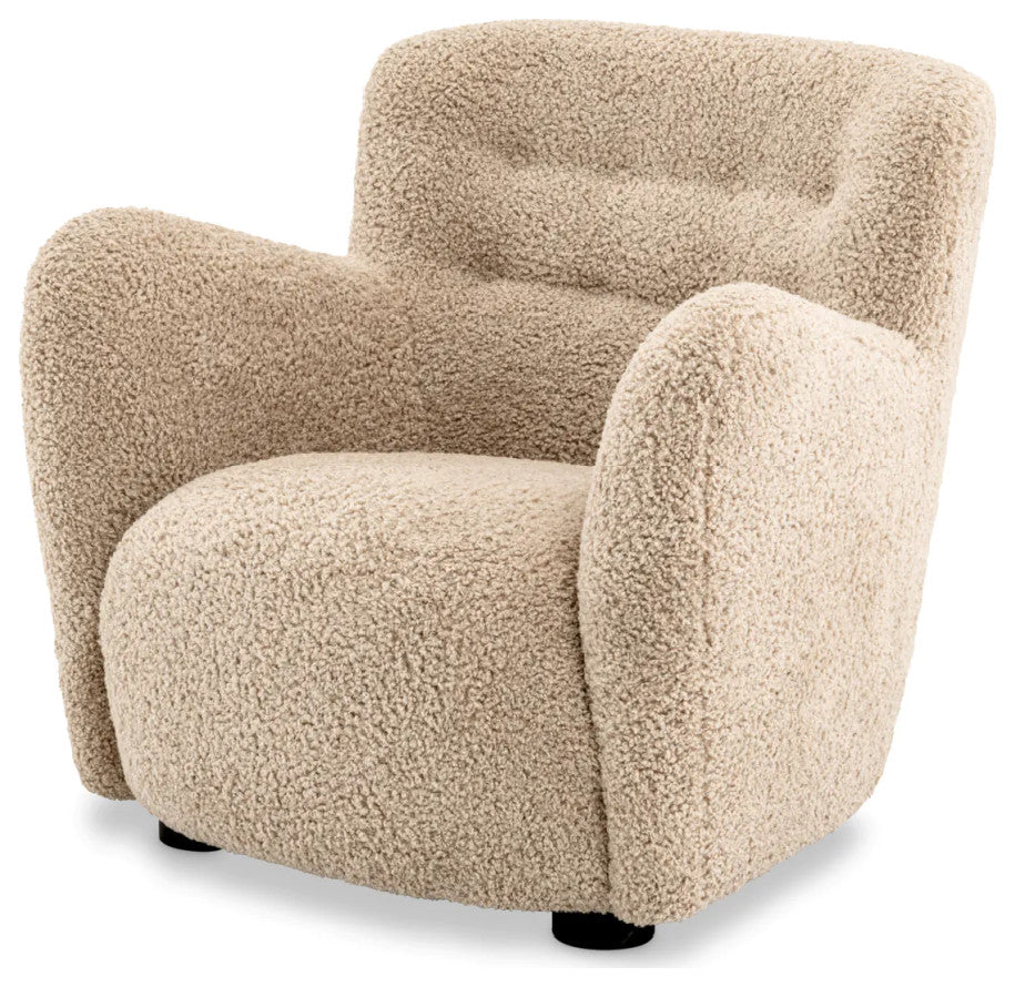 Beige Shearling Lounge Chair, Eichhotz Bixby