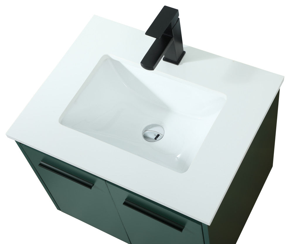 Phoebe Single Bathroom Vanity, Green, 24", Without Backsplash
