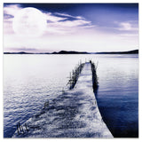 Moonlit Dock Wall Art Frameless Free Floating Tempered Glass 40"x40"